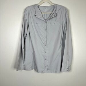 Kuhl Windbreaker Rain Jacket Hooded Button Snap Front Coat Lightweight Sz XL